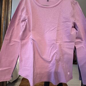 T by Talbots Shimmer Pink Ribbed Long Sleeve Top – Size M